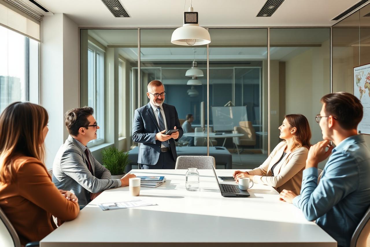 Business coach leading a peer group meeting